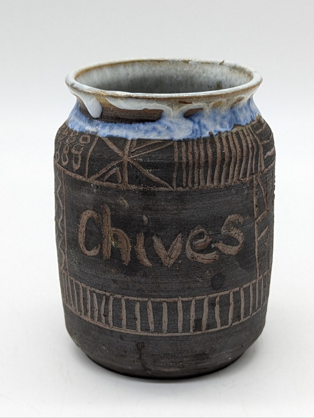 Handmade Ceramic Chives Etches Small Vessel Bud Vase